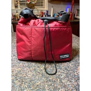 Vintage Ralph Lauren Polo Jeans Red Puffer Nylon Shoulder Bag Adjustable Strap